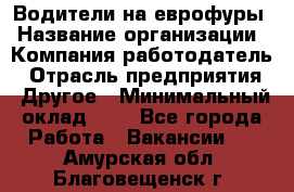 Водители на еврофуры › Название организации ­ Компания-работодатель › Отрасль предприятия ­ Другое › Минимальный оклад ­ 1 - Все города Работа » Вакансии   . Амурская обл.,Благовещенск г.
